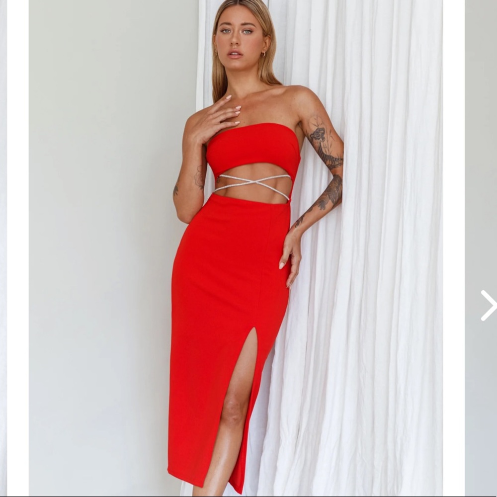 Red midi dress